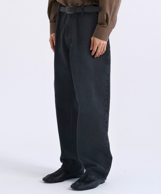 [노운] wide tapered denim pants (dark grey)