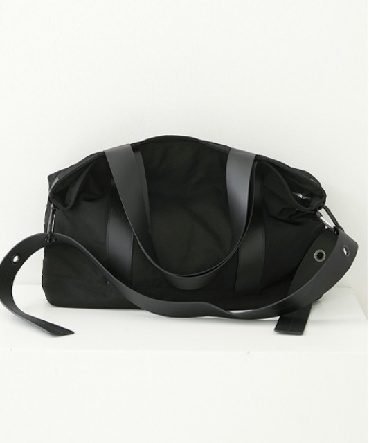 [알렌느] BLACK denim&amp;eco leather strap oversize tod&amp;cross bag(NA306)