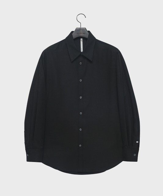 [노이어] 울 실크 루즈핏 럭스 셔츠 (블랙)