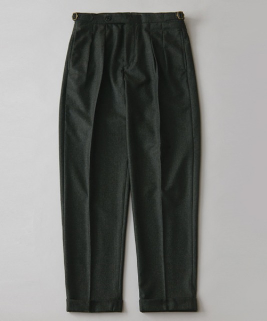 [퍼렌] 21&#039;AW 2pleats cropped trousers_khaki gray