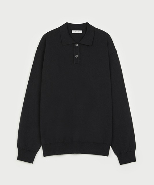 [소신] Fine Cotton Collar Knit - Black