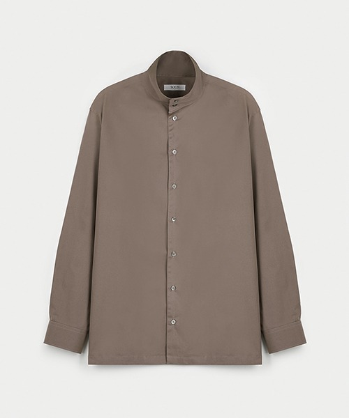 [소신] Twill Cotton High Neck Shirts - Brown