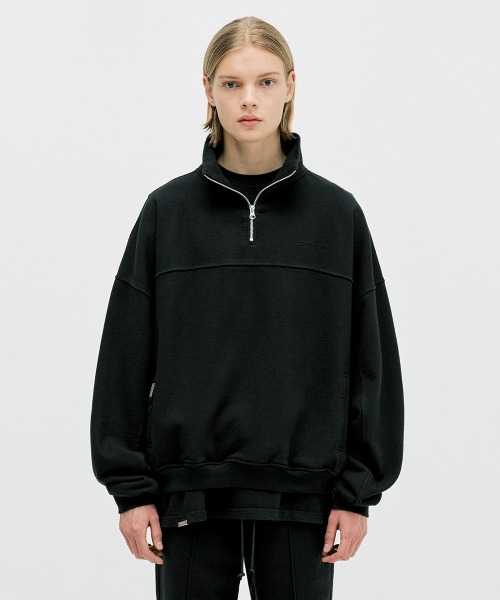 [디프리크] Quarter Zip Sweatshirt - Black