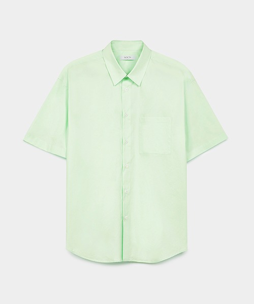 [소신] Washer Cotton Half Shirts - Light Mint