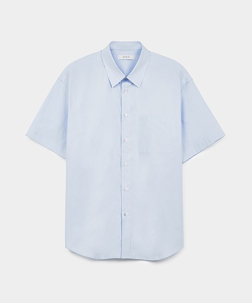 [소신] Washer Cotton Half Shirts - Sky Blue