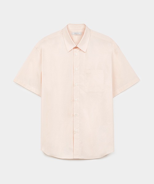 [소신] Washer Cotton Half Shirts - Light Pink
