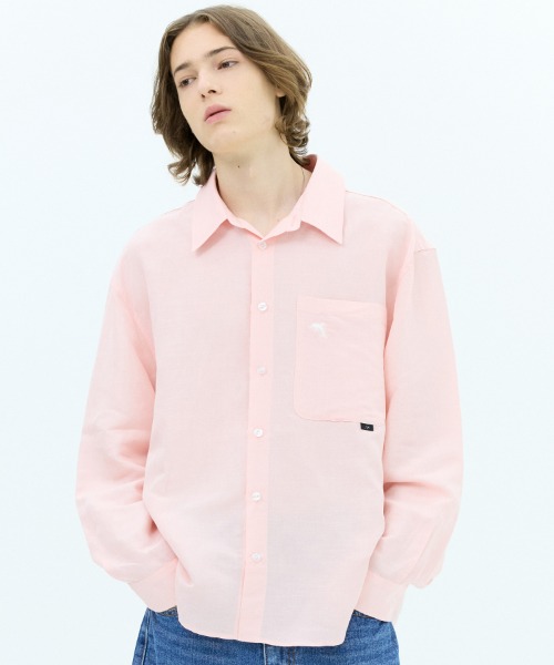 [와이케이][미래소년 카엘 착용] 소프트 린넨 돌핀 셔츠 연핑크