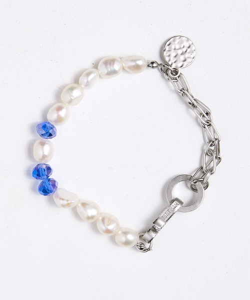 [알렌느] BLUE Pearl metal mix bracelet(PA008)
