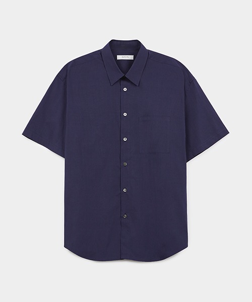 [소신] Washer Cotton Half Shirts - Navy