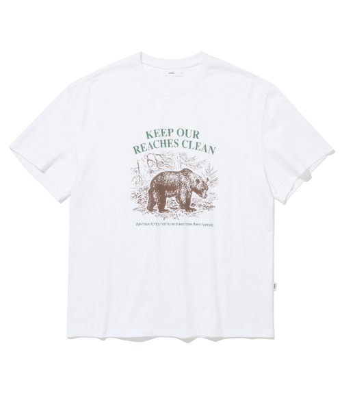 [밀로] Bear Reaches T-Shirt [White]