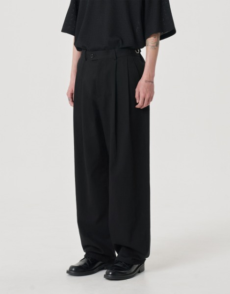 [노운] wide chino pants (black)