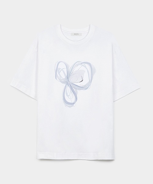 [소신] Watercolor Printed Half T-shirts - White