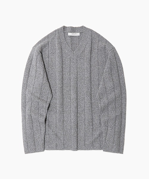 [소신] Tweed Boucle V-neck Knit - Gray