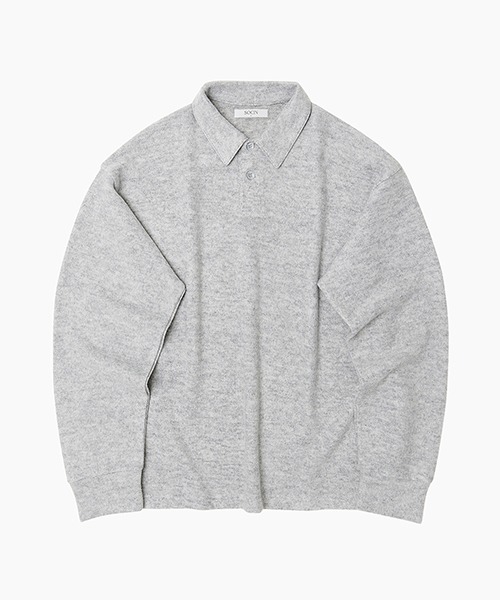 [소신] Soft Felted Collar T-Shirts - Melange Gray