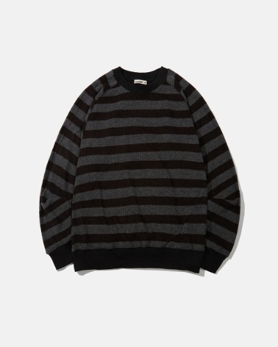 [카락터] Mingle striped knit / Black charcoal