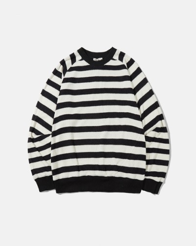 [카락터] Mingle striped knit / Black ivory
