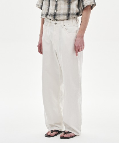 [노운] wide denim pants (white)