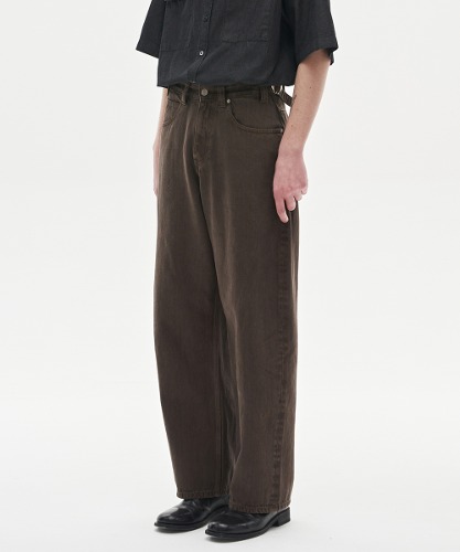 [노운] wide denim pants (brown)