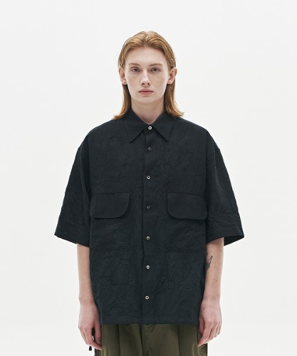 [노운] loosed big pocket shirts (crease black)