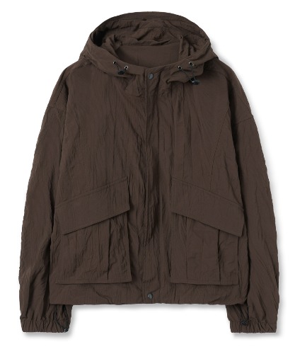 [노운] hooded wrinkle jacket (brown)