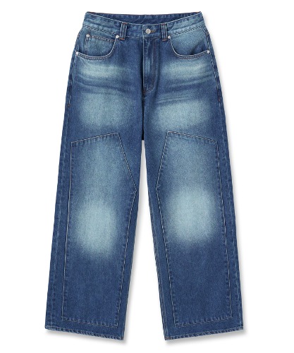 [노운] patched denim pants (mid blue)