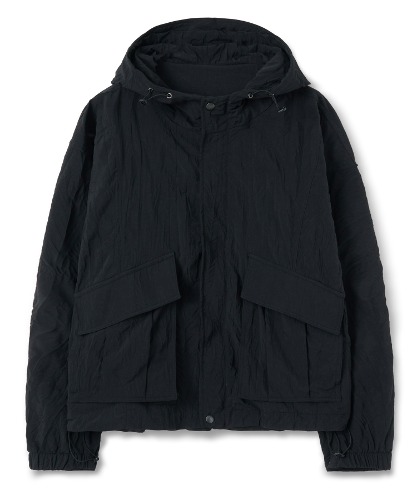 [노운] hooded wrinkle jacket (black)