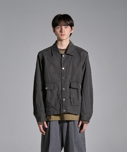 [노운] detachable vintage jacket (charcoal)