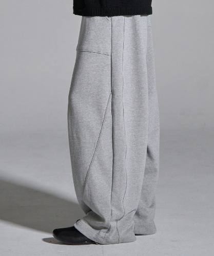 [노운] wide sweat pants (melange grey)