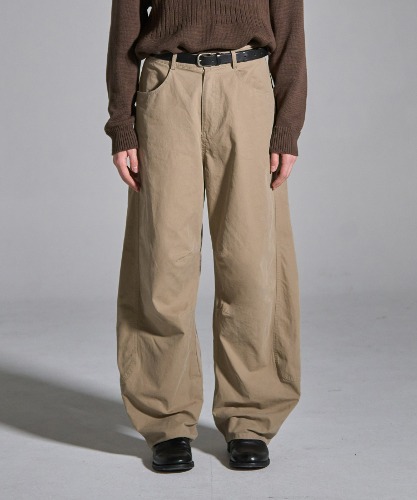 [노운] curved cotton pants (beige)