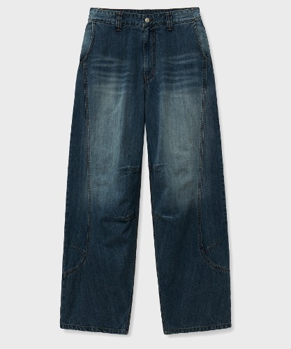 [노운]  curved denim pants (deep blue)