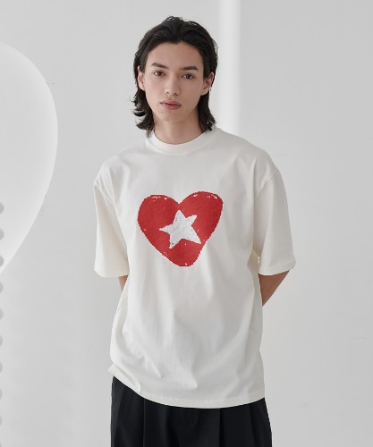 [노운]  heart t shirts (white)