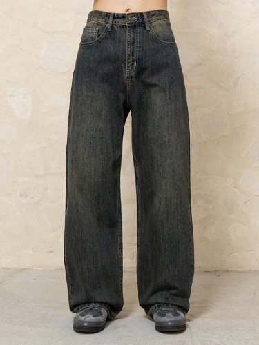 [비긴202] Wide Semi Flare Denim Pants [Vintage Deep Blue]